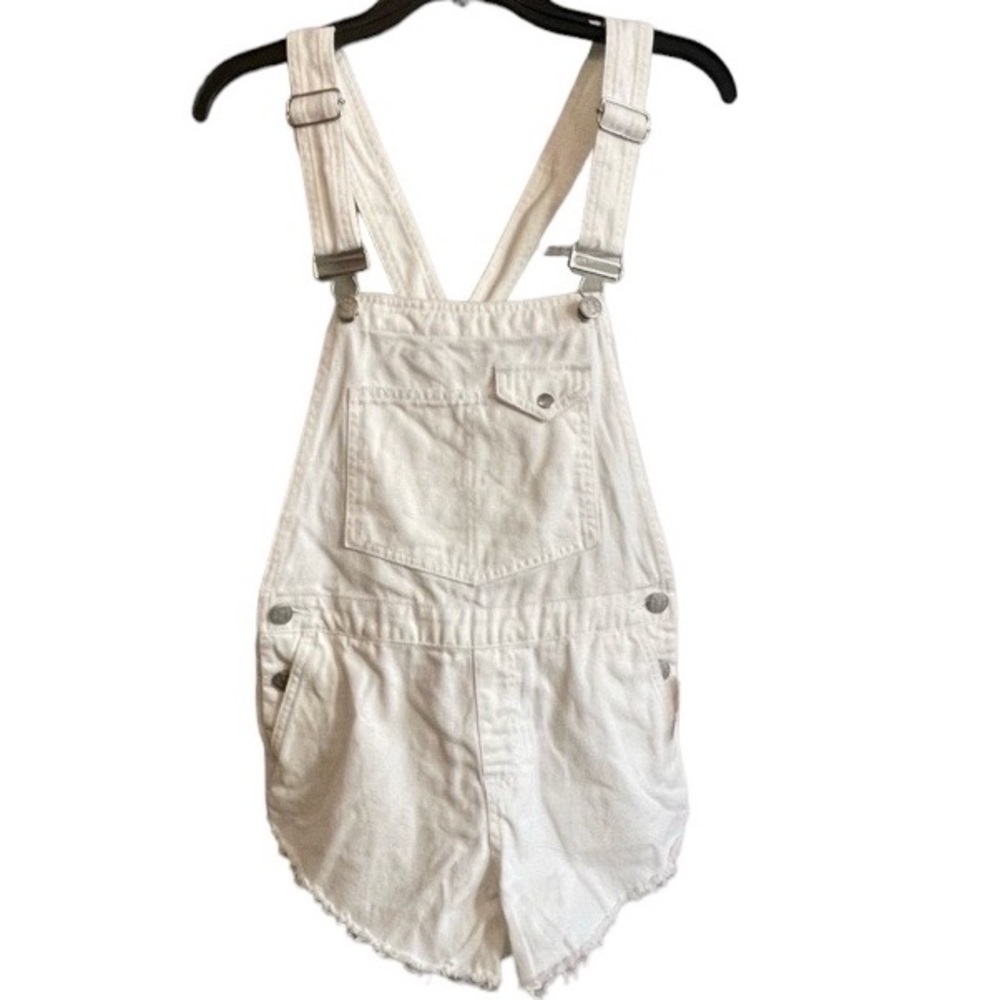 BDG White Denim Short Overalls